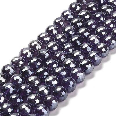 Electroplated Natural Amethyst Round Beads Strands