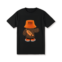 5E Men's 100% Cotton Cartoon Teddy Bear Graphic Print T-shirt, Short Sleeve Crew Neck Tee, Men's Clothing For Summer Outdoor