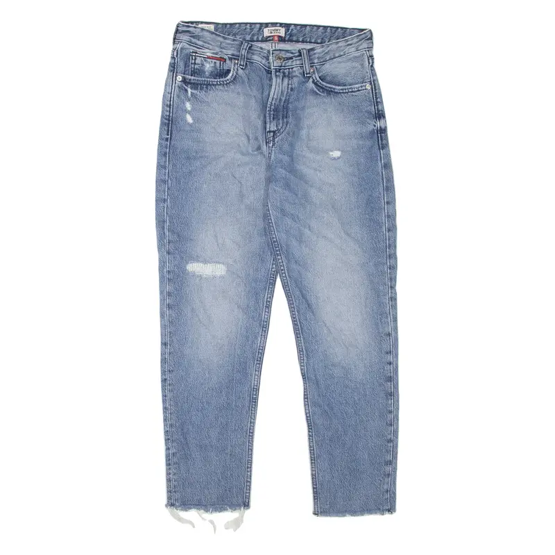 TOMMY HILFIGER Izzy High Rise Distressed Womens Jeans Blue Slim Tapered W27 L26