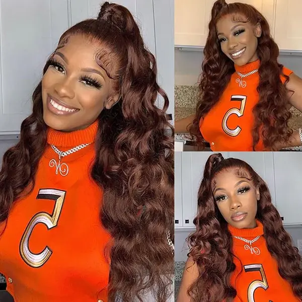 Pre-Everything Upgraded Chocolate Brown Wig 3D Body Wave 360 Lace Wigs Human Hair