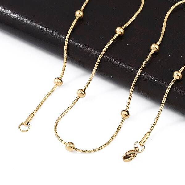 304 Stainless Steel Round Snake Chain Necklaces