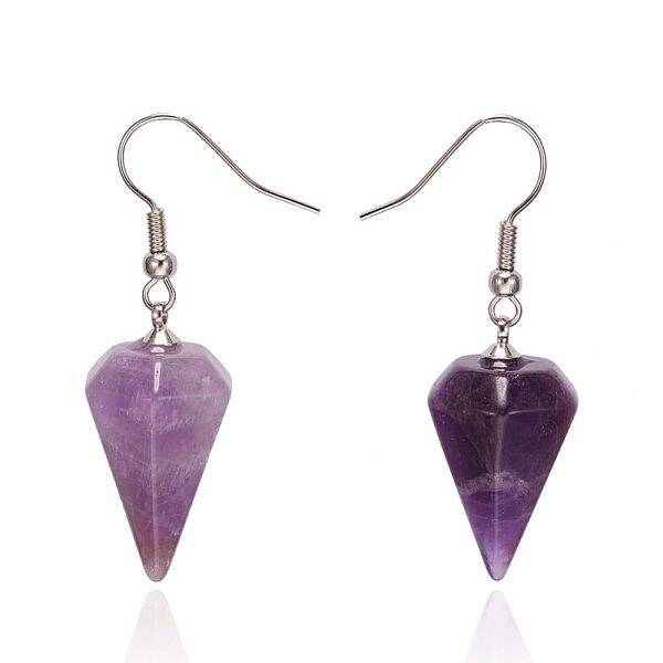 Natural Amethyst Dangle Earrings