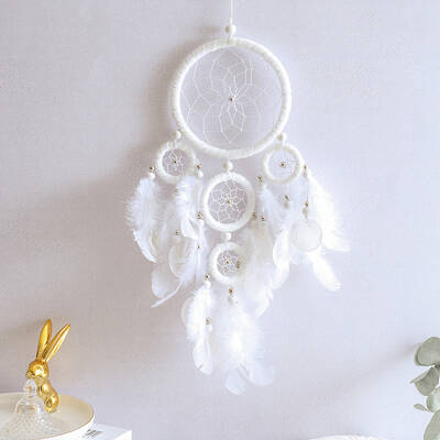 Woven Web/Net with Feather Pendant Decorations