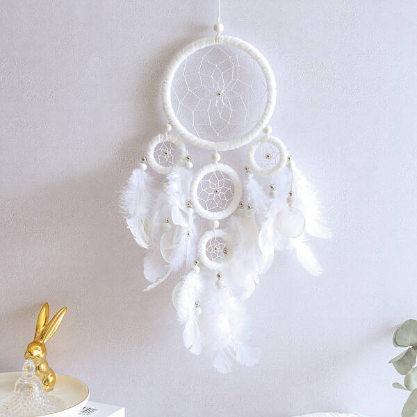 Woven Web/Net with Feather Pendant Decorations