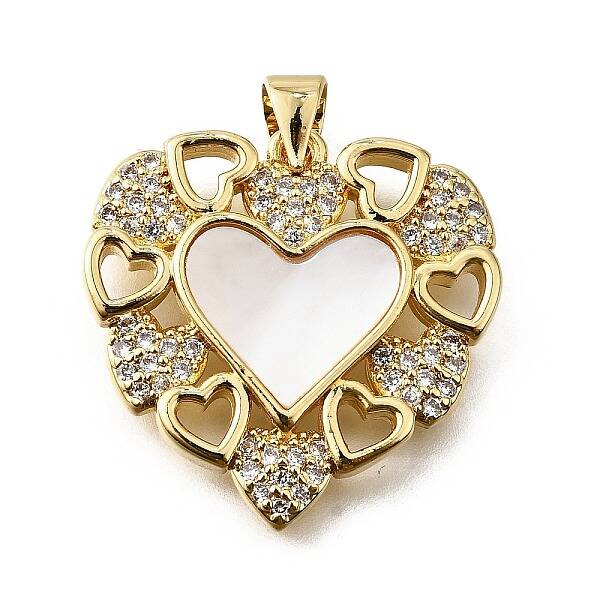 Brass Micro Pave Cubic Zirconia Shell Pendants