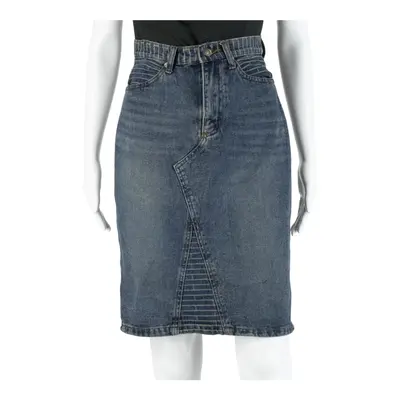 HAORI Knee Length Straight Skirt Blue Denim Womens XS