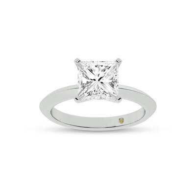 Prism Knife Edged Four Prong Princess Cut Lab Grown Solitaire Diamond Ring | 14K White Gold 4 CT. TW.