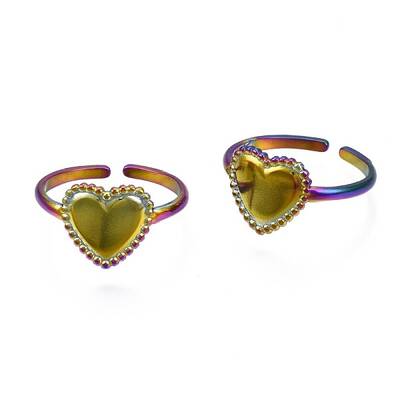 304 Stainless Steel Heart Cuff Ring