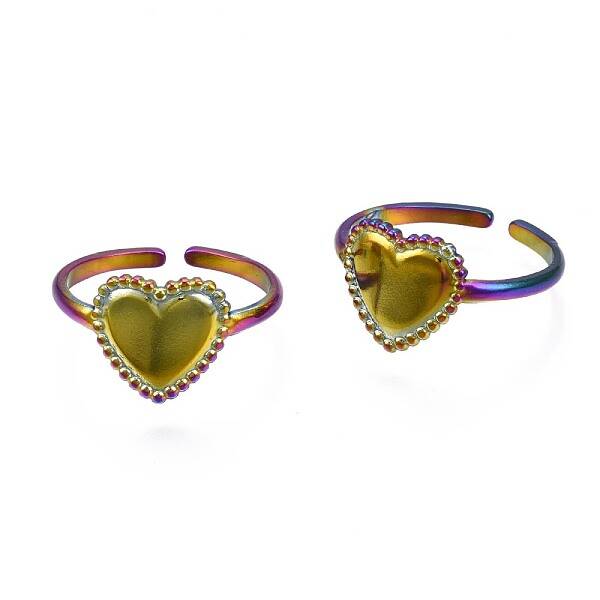 304 Stainless Steel Heart Cuff Ring