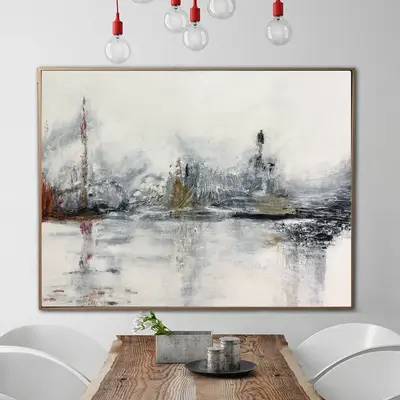 Large Abstract Paintings On Canvas In Gray And White Colors Original 40x60 Wall Art Modern Mountings Painting Neutral Wall Ar...