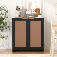 VOWNER Multifunctional Storage Sideboard Cabinet with Rattan Doors, Kitchen Buffet Sideboard with Anti-Slip Mat, Anti-Dumplin...