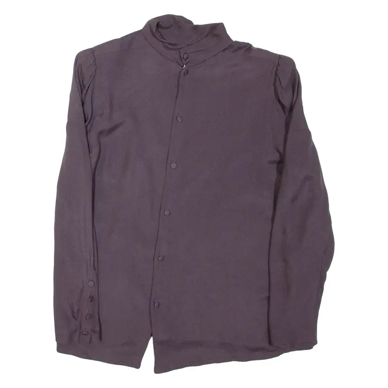 Womens Blouse Purple High Neck Long Sleeve L