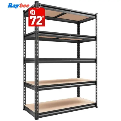 Raybee Garage Shelves 5-Tier Metal Storage Shelving Unit Adjustable Garage Storage Shelf for Craft Warehouse Pantry Basement ...