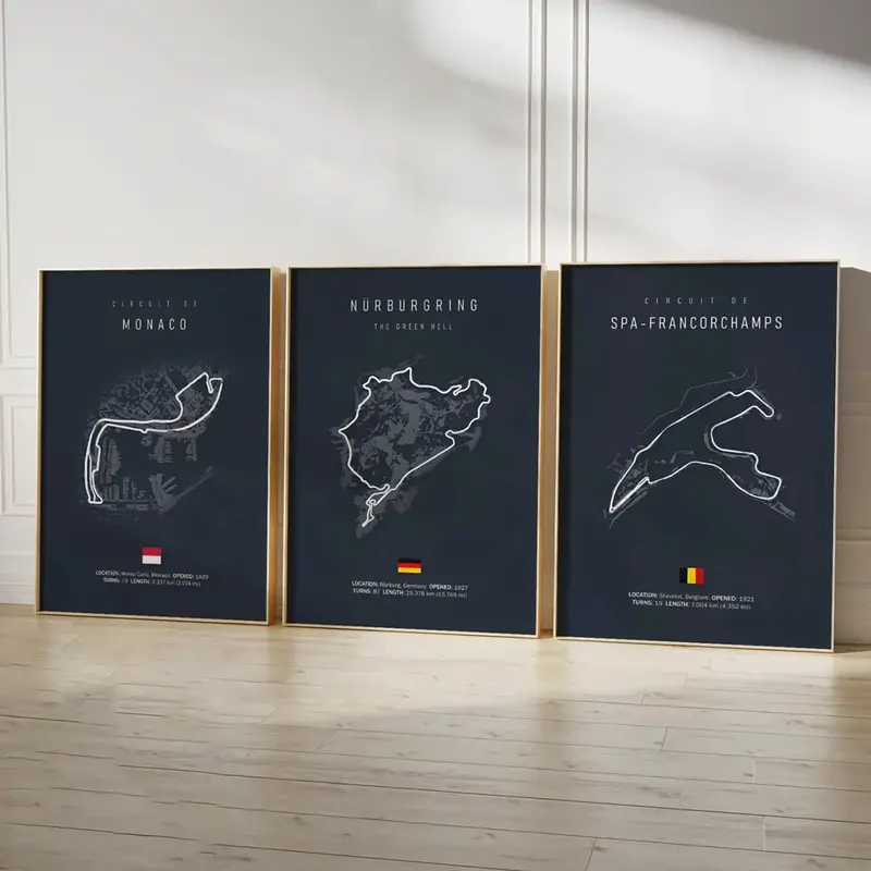 CUSTOM 2025 Tracks Ideal Gift For Racing Fans, Grand Prix of Monaco Spa Nürburgring MONZA Wall Art Aesthetic Sports Poster D...