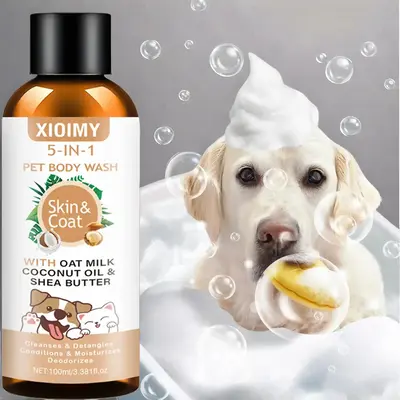 5 in 1 Pet Shampoo, 1 Box Natural Pet Body Wash with with Oat Milk & Coconut Oil & Shea Butter, Pet Hair Care Product, Dog & ...