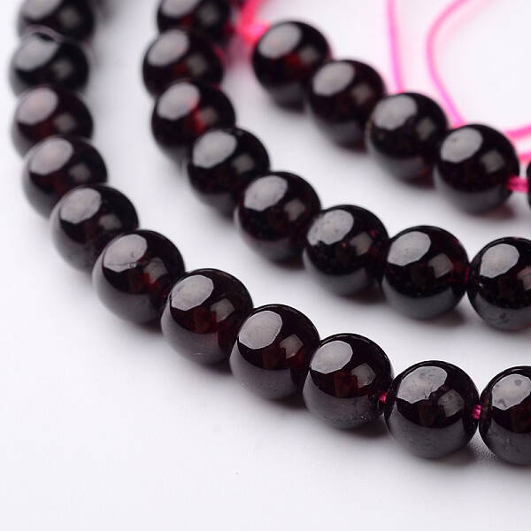 Natural Garnet Round Bead Strands