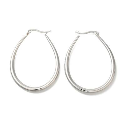 304 Stainless Steel Oval Hoop Earrings for Women