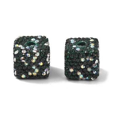 Cube Shape Polymer Clay Rhinestone Beads