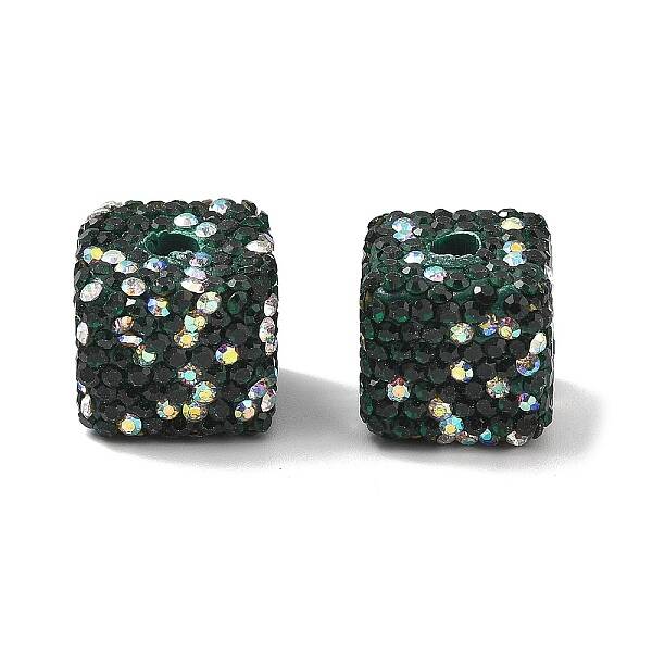 Cube Shape Polymer Clay Rhinestone Beads