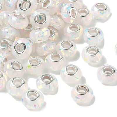 Transparent Resin Rondelle European Beads