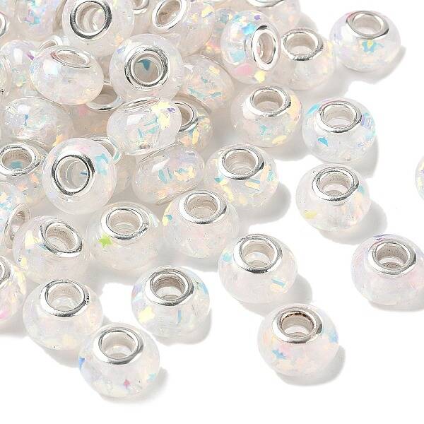 Transparent Resin Rondelle European Beads