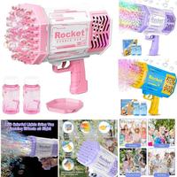 Rocket Bubble Gun with 69 Holes and Colorful Lights - Produces Over 5000 Bubbles Per Minute - Fun Party Toy