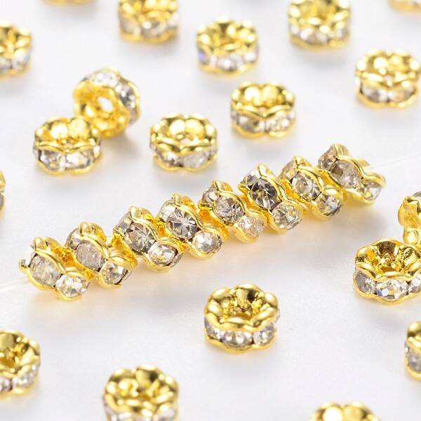 Brass Rhinestone Spacer Beads