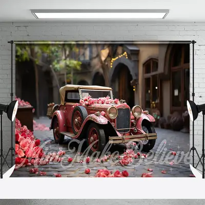 Rose Street Outdoor Pink Truck Backdrop Cake Smash - Aperturee