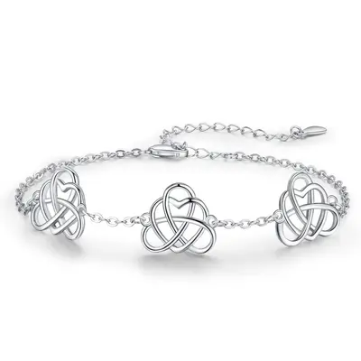 Sterling Silver Zircon Celtic Knot Charm Bracelet