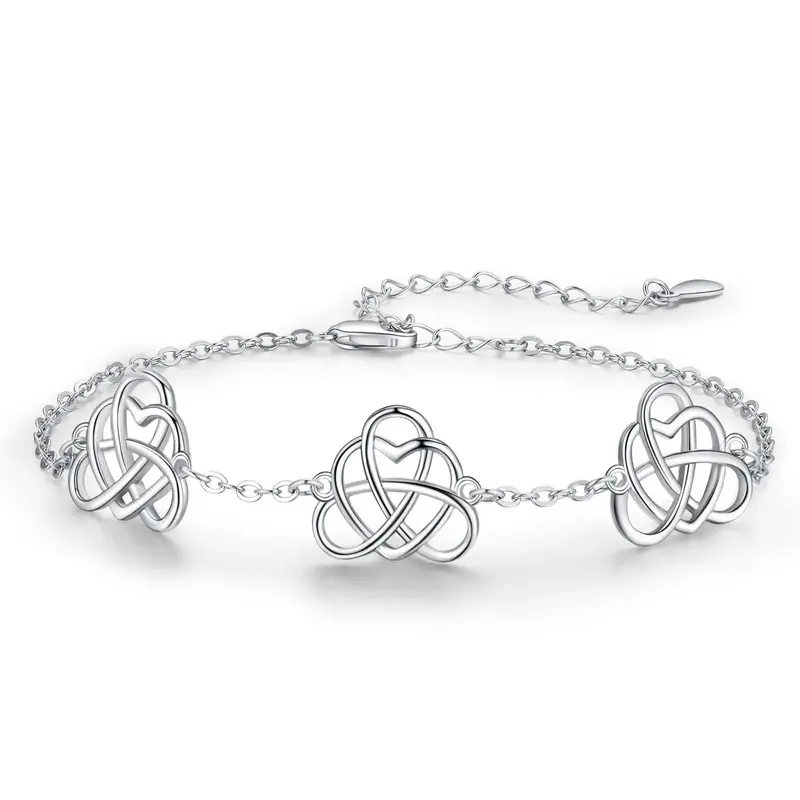 Sterling Silver Zircon Celtic Knot Charm Bracelet