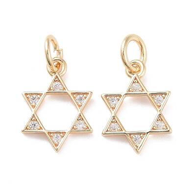 Brass Micro Pave Clear Cubic Zirconia Charms