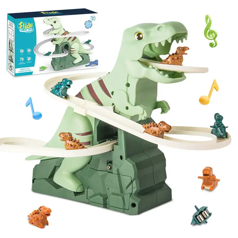 Dinosaur Track Toy Set with Climbing Hill and Slides, Includes 3 Dinosaur Vehicles, Interactive Play Set for Aged 6 and Up, I...