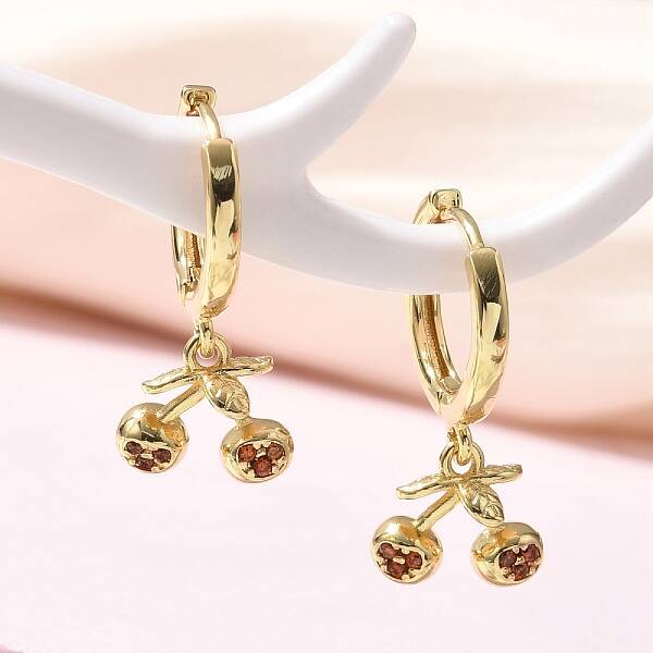 Brass Cubic Zirconia Hoop Earrings