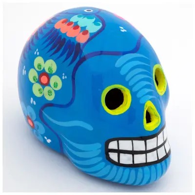 Hand Painted Ceramic Skull - White