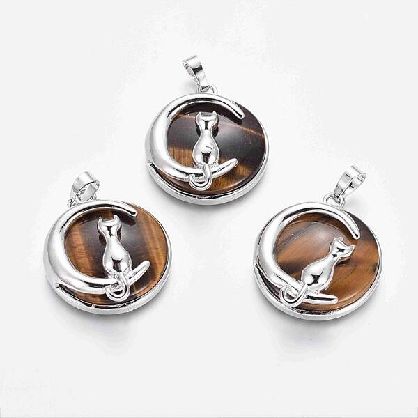Natural Tiger Eye Kitten Pendants