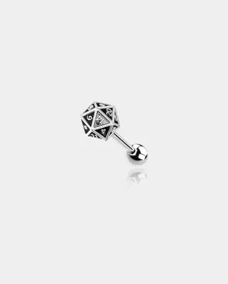 D20 Glitter Dice Helix Earring - Black