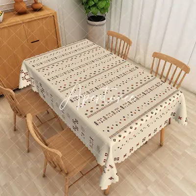 Aperturee Boho Pattern Beige Tablecloth For Dinning Room Decor, 52 x 70 inch, 30.82 USD, rectangle tablecloths, ZJY04959-A