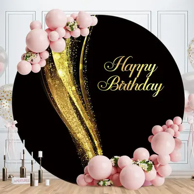 Aperturee Golden Spot Bokeh Round Birthday Party Backdrop | Round Backdrop Cover Diy | Custom Circle Backdrop Birthday | Roun...