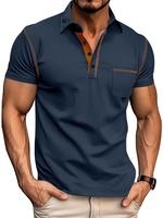 Men's Regular Fit Short Sleeve Top, Casual Buttons Collared Top for Outdoor Sports, Polo Shirts Men, Fashion Men's Clothes fo...