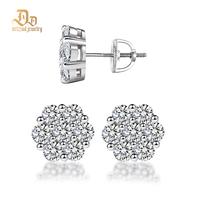 Delzzad Flower Earrings VVS Synthetic Moissanite S925 Stud Earrings Jewelry Perfect Birthday Mother’s Day Gift for Men Wome...