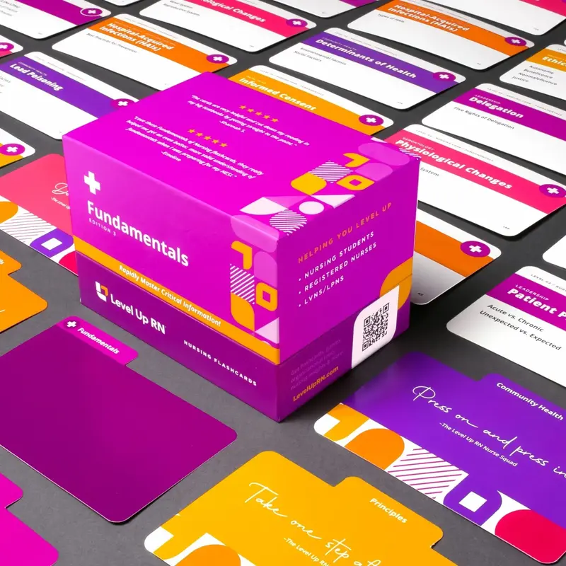 Level Up RN Fundamentals of Nursing Study Flashcards - Includes Nursing Principles, Practice & Skills, Leadership, Community ...