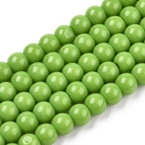 Opaque Solid Color Glass Beads Strands