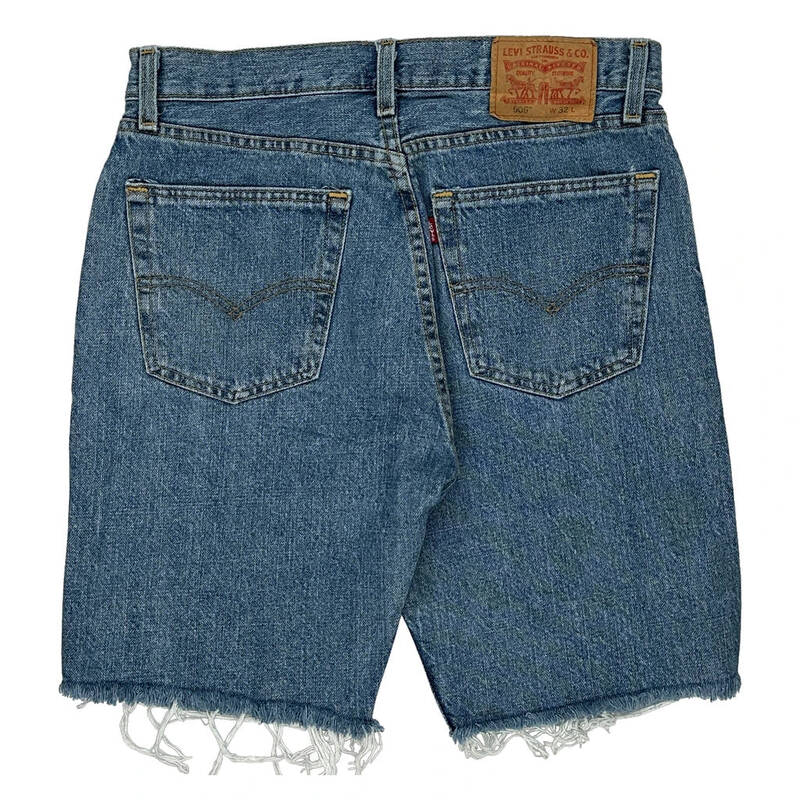 505 Levis Denim Shorts - 32W 9L Blue Denim