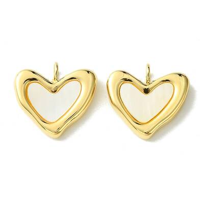 Ion Plating(IP) 304 Stainless Steel Pave Shell Heart Charms