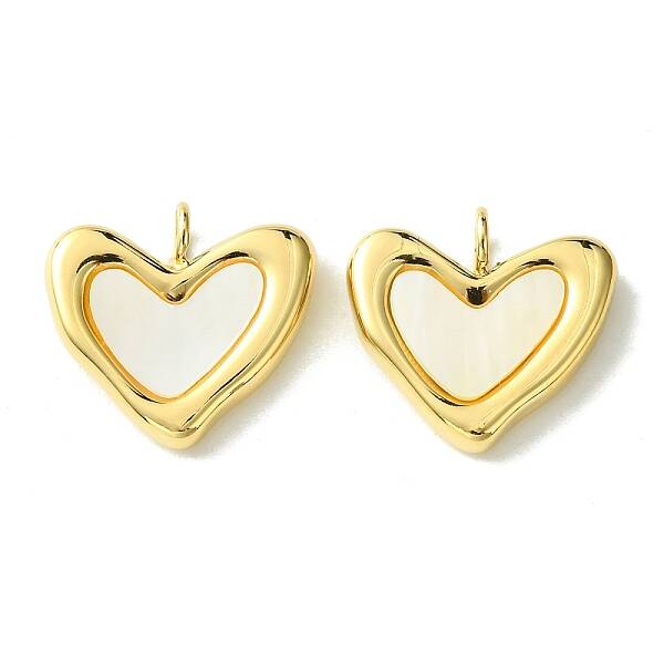 Ion Plating(IP) 304 Stainless Steel Pave Shell Heart Charms