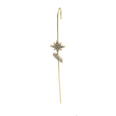 Brass Crystal Rhinestone Ear Wrap Crawler Hook Earrings for Women