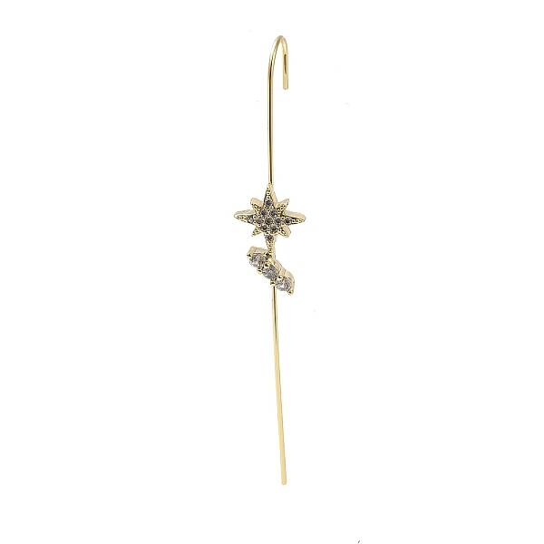 Brass Crystal Rhinestone Ear Wrap Crawler Hook Earrings for Women