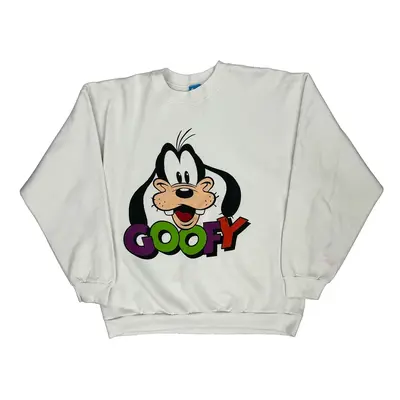Goofy Disney Graphic Sweatshirt - Large White Cotton