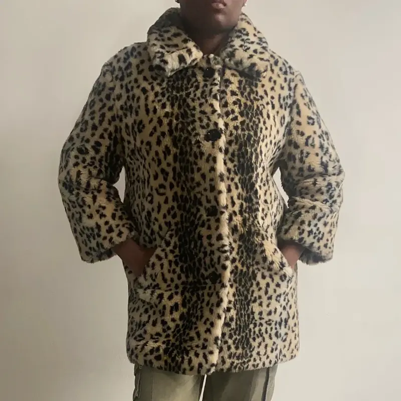 Fortony Clubhouse Animal print Coat - Large Brown Acrylic Blend