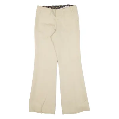 Pleated Womens Trousers Beige Regular Flared Wool W29 L29